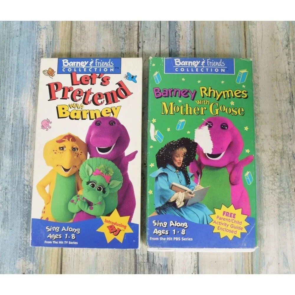 Barney Rhymes With Mother Goose & Lets Pretend With Barney VHS Bundle TESTED